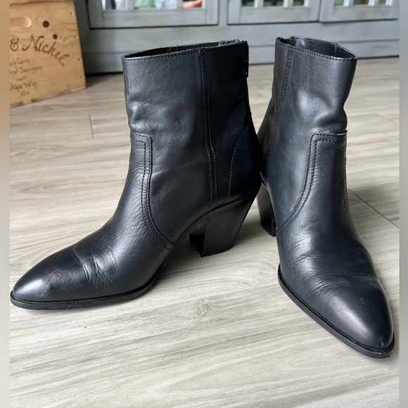 Mango - Leather Pointed Ankle Boots Black - size 37 - Women - Picture 2 of 6